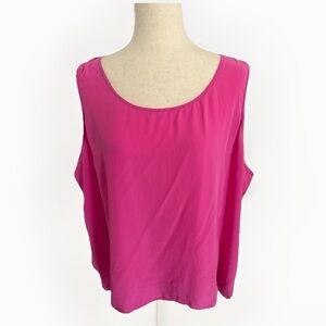 90s Vintage Diane Gilman Pink 100% Silk Camisole Tank Top 3X Coquette Spring